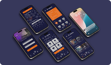 Mobile app UI screens designed for a fitness product